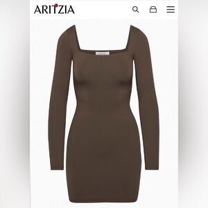 Babaton Chocolate Brown Square-Neck Contour Dress